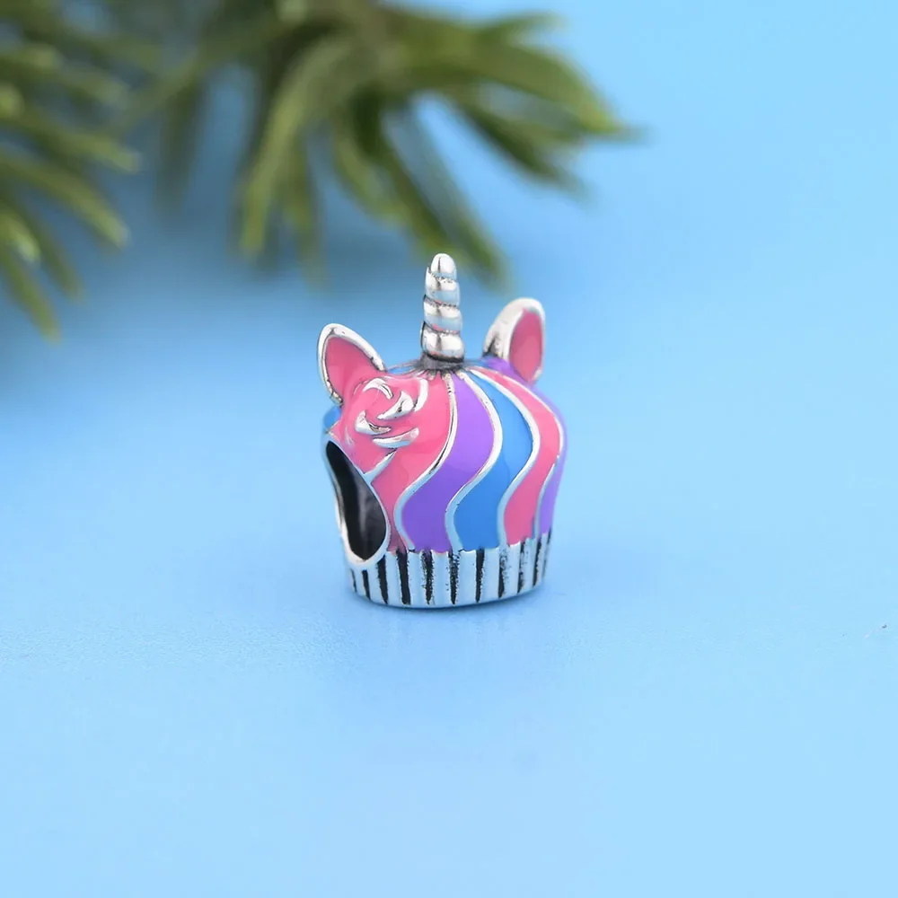 Fc Jewelry Fit Original Pan Charms Bracciale Real 925 Sterling Silver Unicorn Cup Cake Bead Per Fare Le Donne Berloque 2022 Nuovo