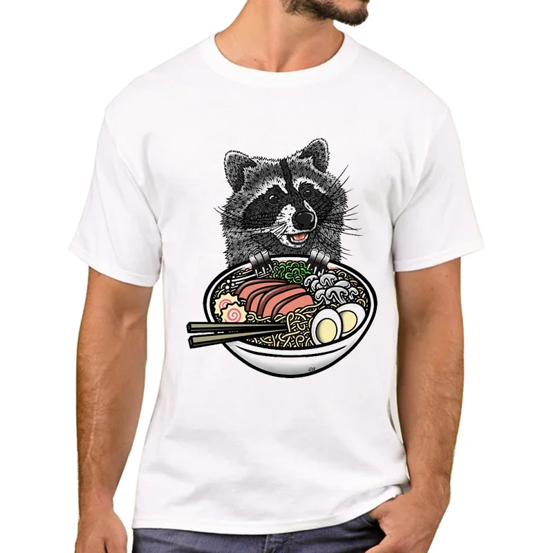 Hot Hipsters Fun Vintage Ramen Garbage Panda Print Cool Street Casual Comfort Trend Estate Unisex Girocollo Manica Corta T-Shirt