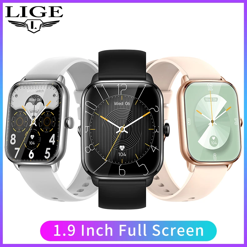 Lige 2023 New Smart Watch Women Rotary Key 1.9 Pollici Large Full Screen Touch Bluetooth Call Health Smartwatch Men Per Android Ios