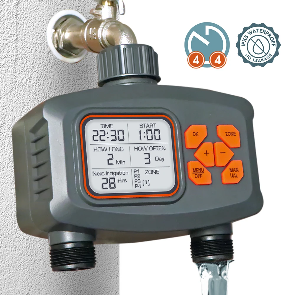 Smart Digital Automatic Garden Watering 2-Way Controls Timer Lcd Grande Schermo Dual-Channel Irrigate Controller Sensore Di Pioggia
