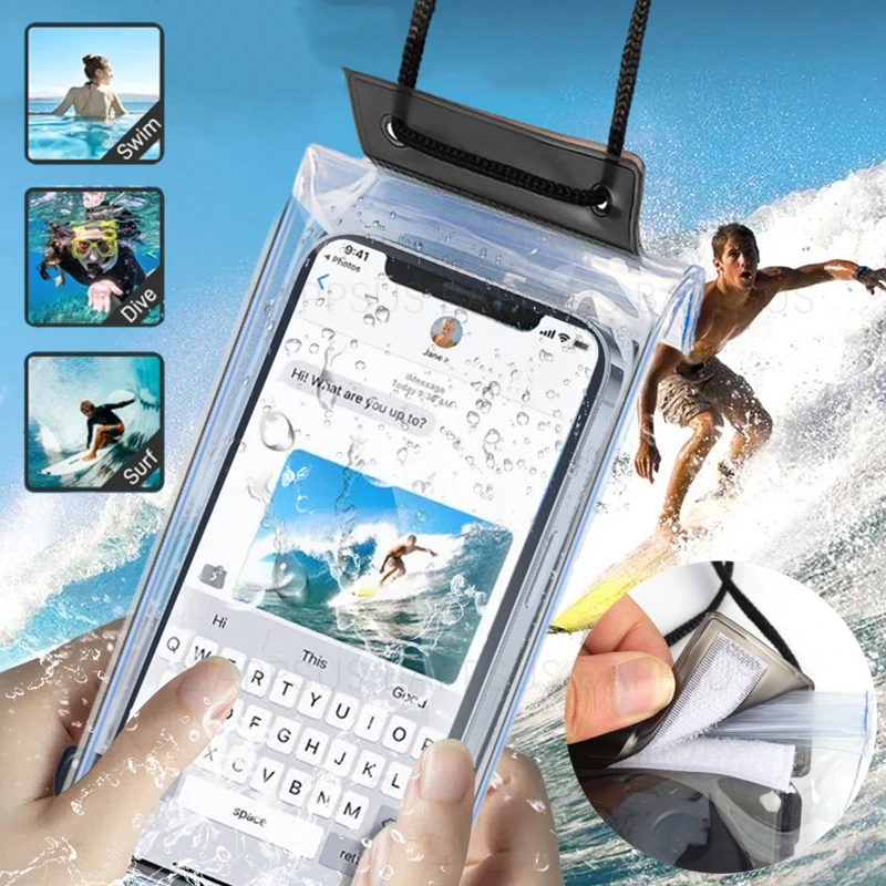 Custodia Per Telefono Impermeabile Galleggiante Con Lucchetto Un Per Iphone 15 14 Pro Max Samsung S23 S24 Ultra Xiaomi Cover Dive Anti Lost Shell