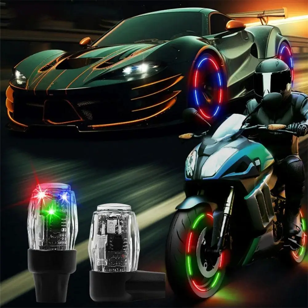 2/4Pcs Auto Shining Bike Moto Wheel Tire Tire Light Led Valve Styling Cap Lampada Hub Con Luce D'Aria Accessori Cover S V6Y2
