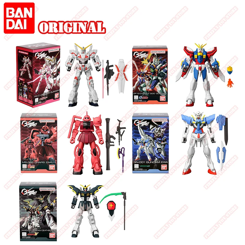 Bandai Original Gundam Animation Game Periferiche Assembly Toys Unicorn Zaku Exia Anime Action Figures Collezione Di Modelli Mobili