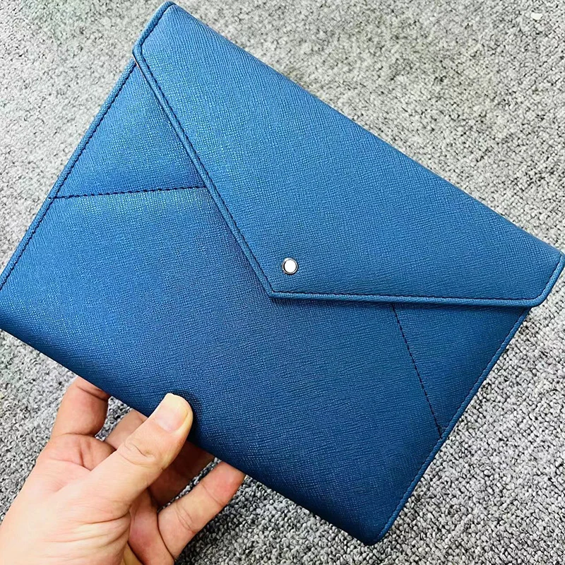 Lan-Mb Notebook Classic Cross Blue Black Leather A5 Loose Leaf Chapter Business Notepad