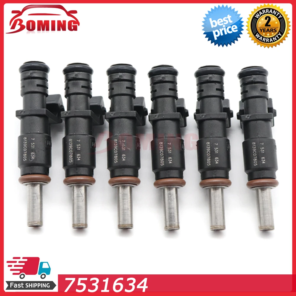 6Pcs 13537531634 Auto Iniettore Di Carburante Per Bmw 328I X3 X5 Z4 128I 528I 525I 530I 325I 330I 7531634