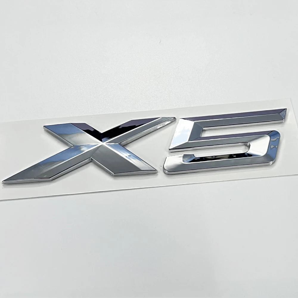 1X Per Bmw X5 Lettering Car 3D Emblem Decal Chorm Badge Sticker Argento
