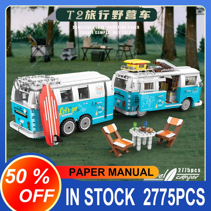 Nuovo 19009 High-Tech Travel Camper Touring Car Building Blocks Mattoni Set Puzzle Educativo Giocattolo Regali Di Compleanno Per Bambini