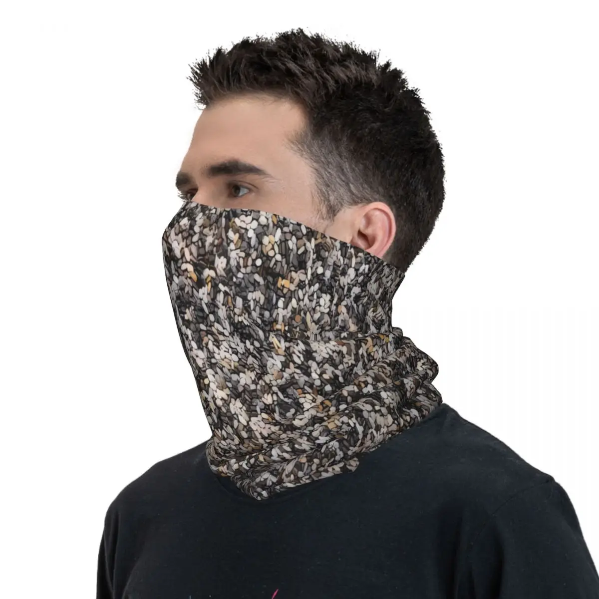 Black Chia Seeds Texture Ciclismo Bandana Maschera Sciarpa Escursionismo Sciarpa Collo Sciarpa Sportiva Ciclismo Bandana