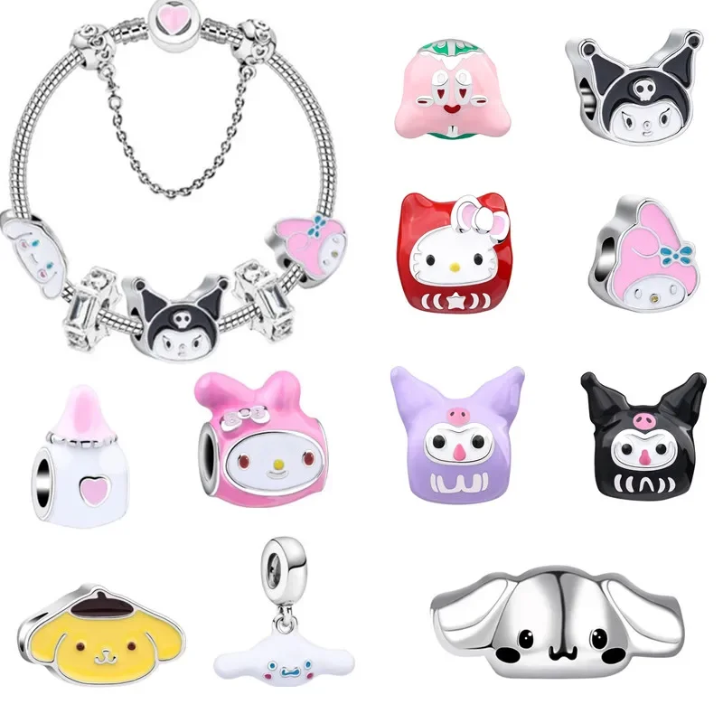 Sanrio Fashion Bracciale Per Donna Hello Kitty Kuromi Series Jewelry Pandora Beaded Bracciale Pendente Ragazze Regali Di Compleanno