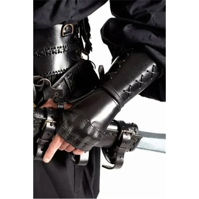 Samurai Leather Armor Bracer Guanti Lunghi Medievale Vintage Cosplay Knight Gauntlet Accessori Vambraces Steampunk Arm Cuff Armor