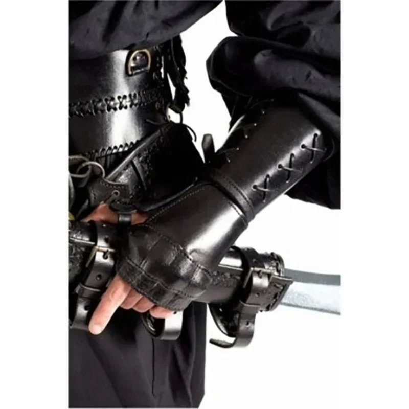 Samurai Leather Armor Bracer Guanti Lunghi Medievale Vintage Cosplay Knight Gauntlet Accessori Vambraces Steampunk Arm Cuff Armor