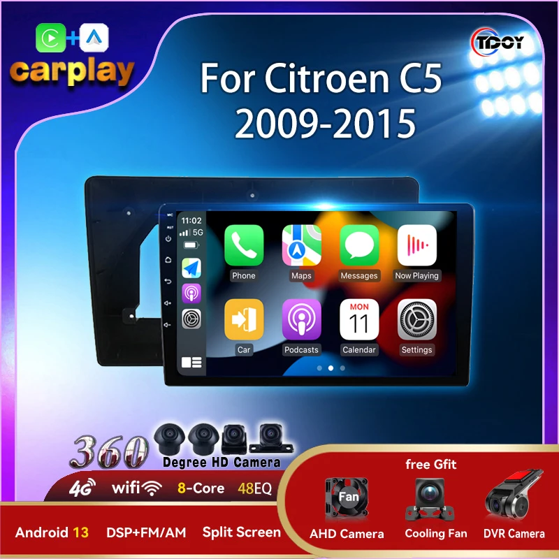 Autoradio Per Citroen C5 2009-2015 Carplay Android Auto Wireless Autoradio Android 2Din Android Player Radio Android Bluetooth