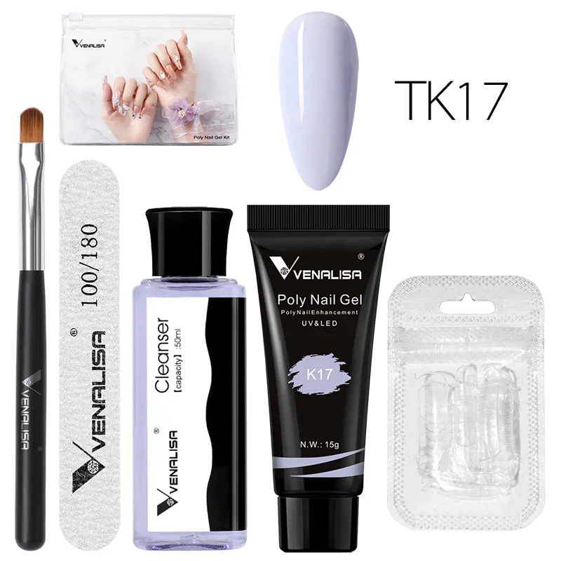 Venalisa Poly Gel Per Unghie Kit Punte Per Unghie Pennello Soluzione Antiscivolo Set 15Ml Nuovo Manicure Per Unghie Opal Jelly Gel Strumento Per Lima 