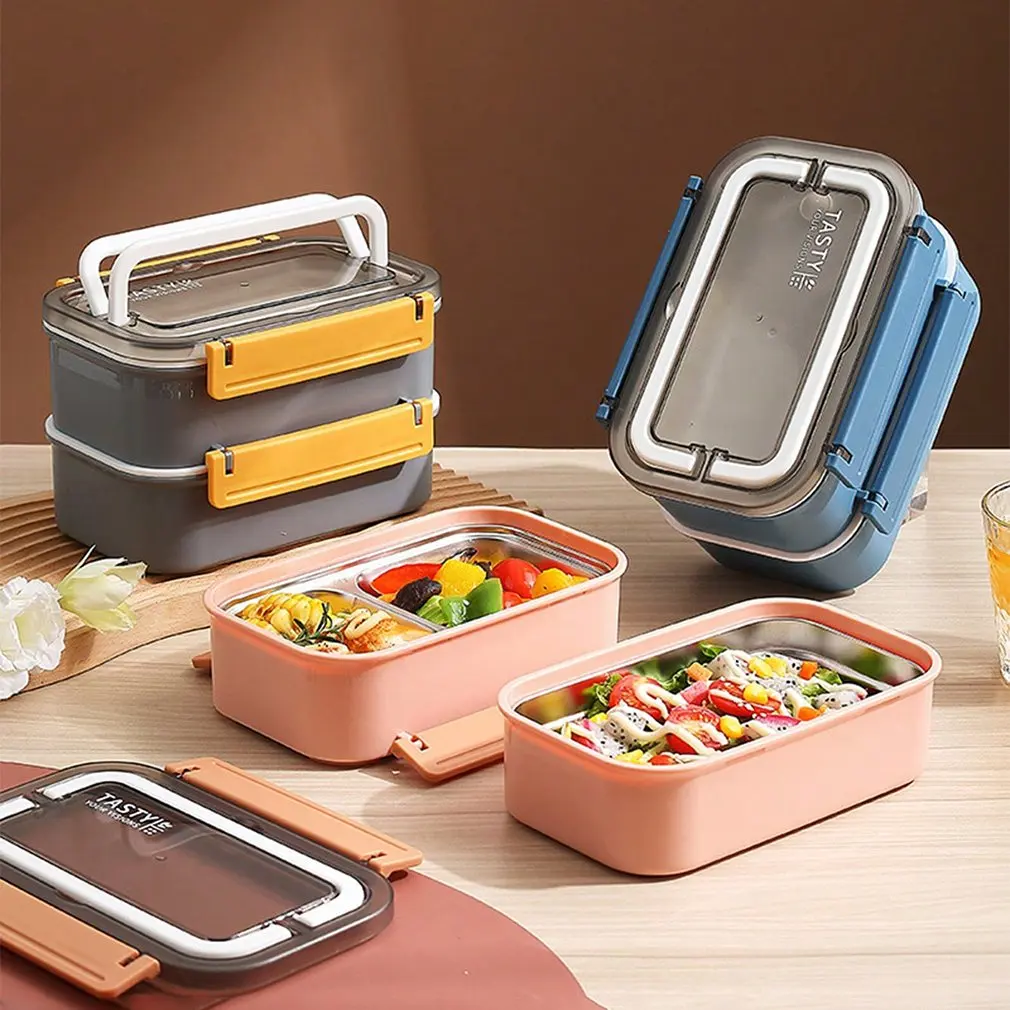 Nuova Fodera In Acciaio Inossidabile Bento Lunchbox Contenitore Per Alimenti Bento Box Lunchbox Isolato Contenitore Da Picnic Da Campeggio All'Aperto 
