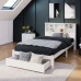 Massvholz Einzelbett Mit Schubladen Und Lattenrost, Buncherregal Jugendliche Und Erwachsene Kinderbett,90X200Cm Weibeta
