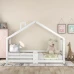 Kinderbett Hausbett Mit Schornstein Muslimate Robuste Lattenroste,Kiefernholz Haus Bett Ohne Matratze Weibeta