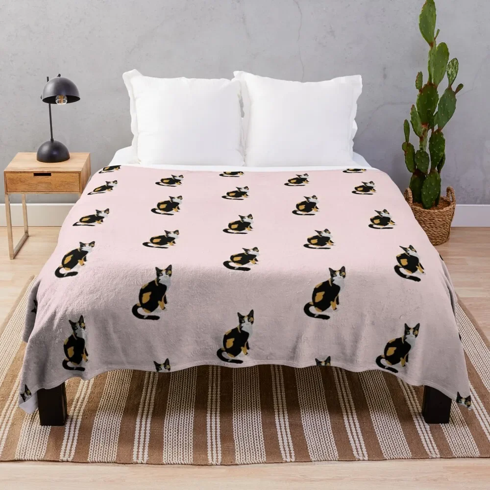 Calico Portrait, Cute Calico Cat, Calico Cat Lover Throw Coperta Divani Decorativi Fluffys Grandi Coperte Soffici