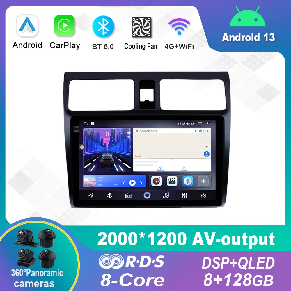 Autoradio Stereo Con Schermo Multimediale Android 13.0 Per Suzuki Swift 2003-2010 Navigazione Gps Carplay