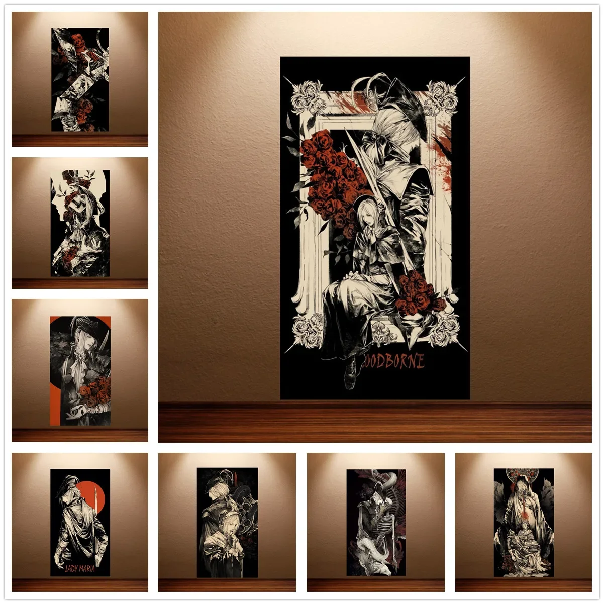 Bloodborne Poster Classic Game Poster Gothic Horror Game Poster Canvas Wall Painting Game Room Wall Art Sticker Room Wall Decor