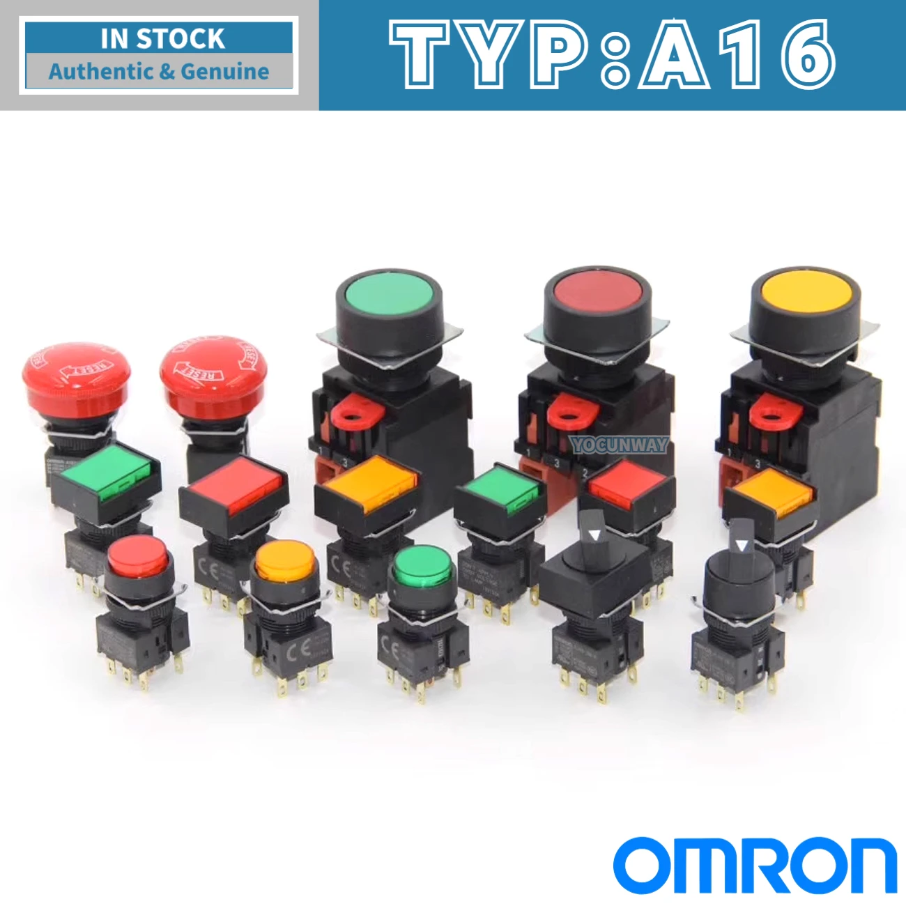 Nuovo Autentico Interruttore A Pulsante Rettangolare Omron Originale A16 Verde Rosso Giallo Bianco Non Reset Della Luce A16-Jgm-2 Ryw 1