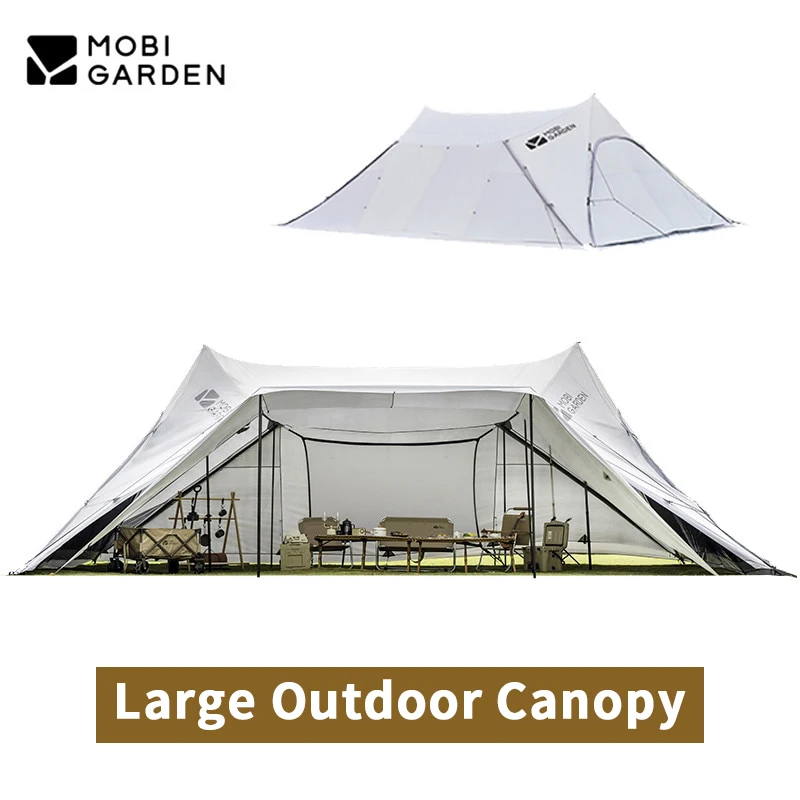 Mobi Garden Camping 48 ㎡ Canopy Large Space Tarp Sun Shelter Tenda Outdoor 12-16 Persone Tenda Da Picnic 800X600Cm 19.7Kg Impermeabile