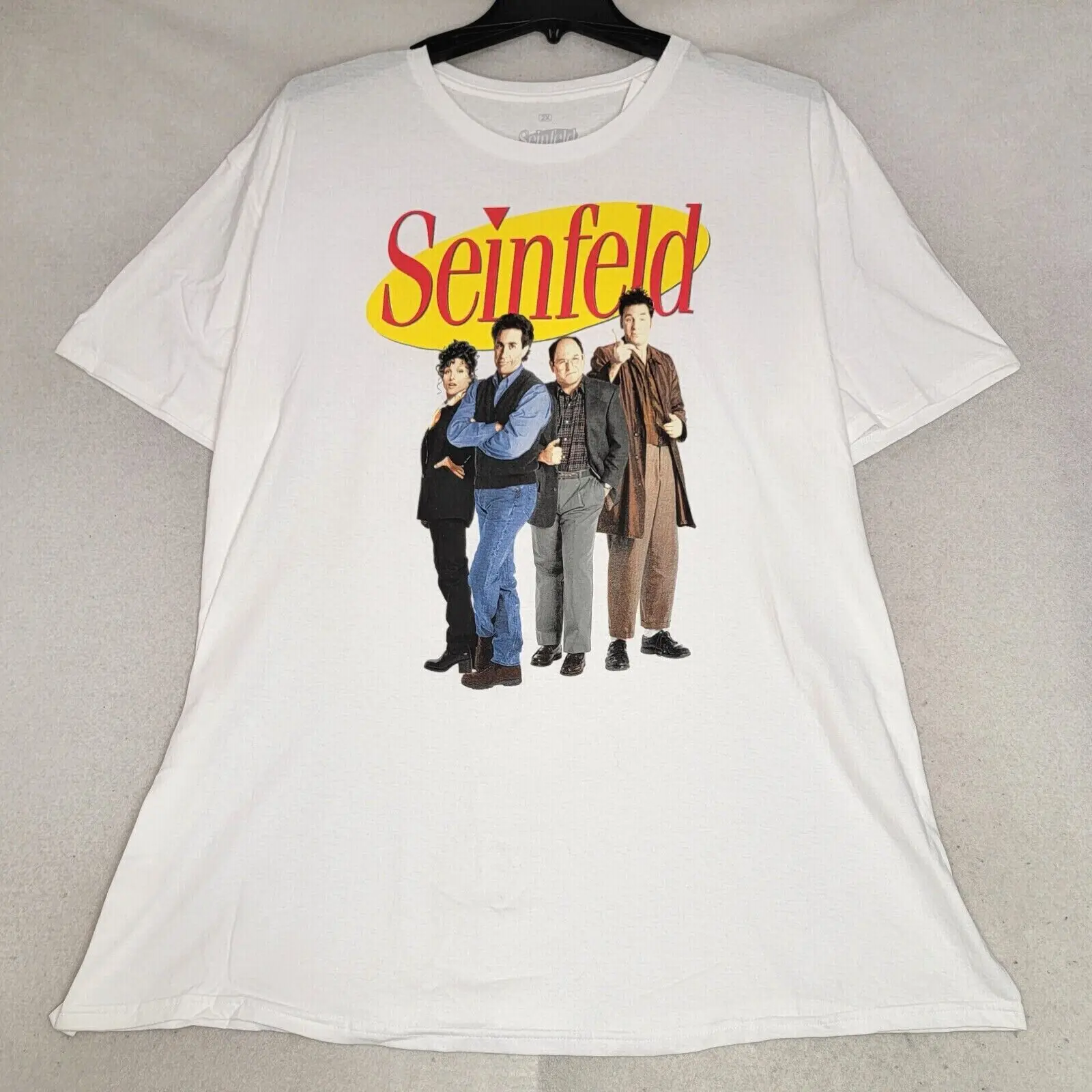 Camicia Seinfeld Adulto 2Xl Xxl White Cast Mens Jerry Kramer George Casual Nwt
