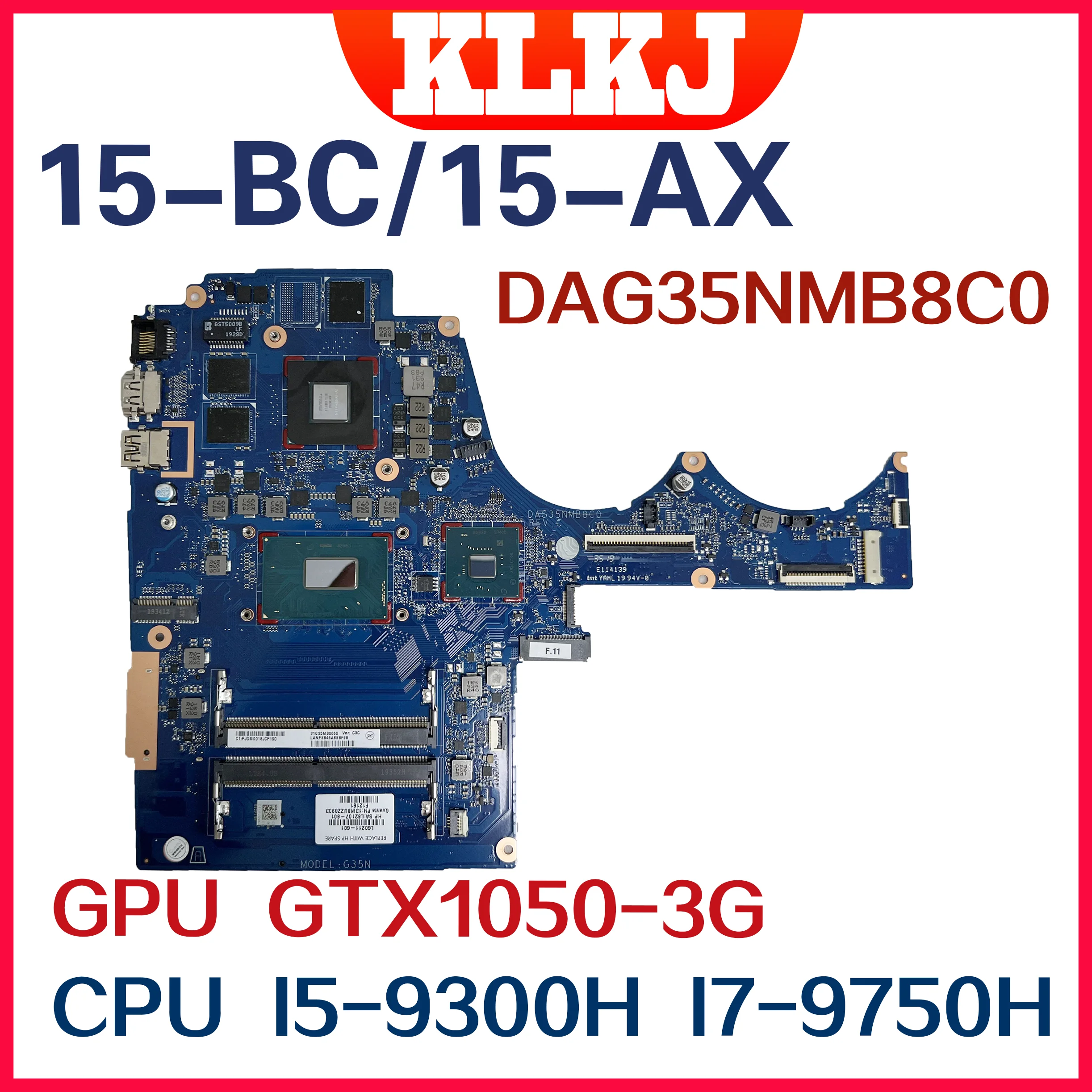 Dinzi L60211-601 L620212-601 Per La Scheda Madre Del Computer Portatile Hp Pavilion 15-Bc 15-Ax Muslimcon I7-9750H I5-9300H Gtx1050-3Gb
