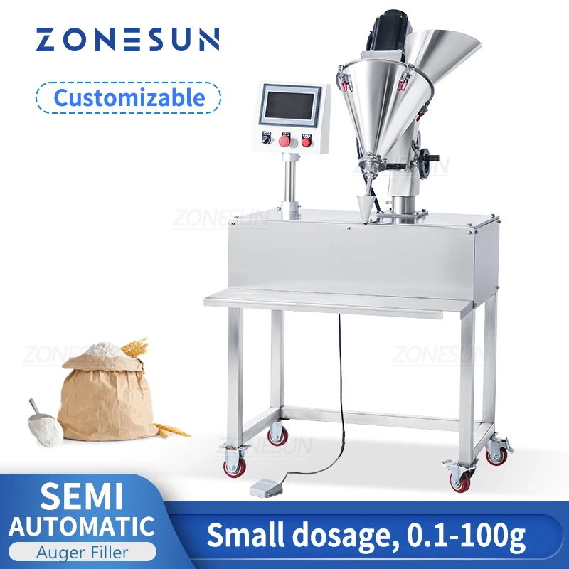 Zonesun Milk Granule Matcha Packaging Machinery Grain Powder Vial Bottle Quantitativa Trace Filling Machine Zs-Fm100P
