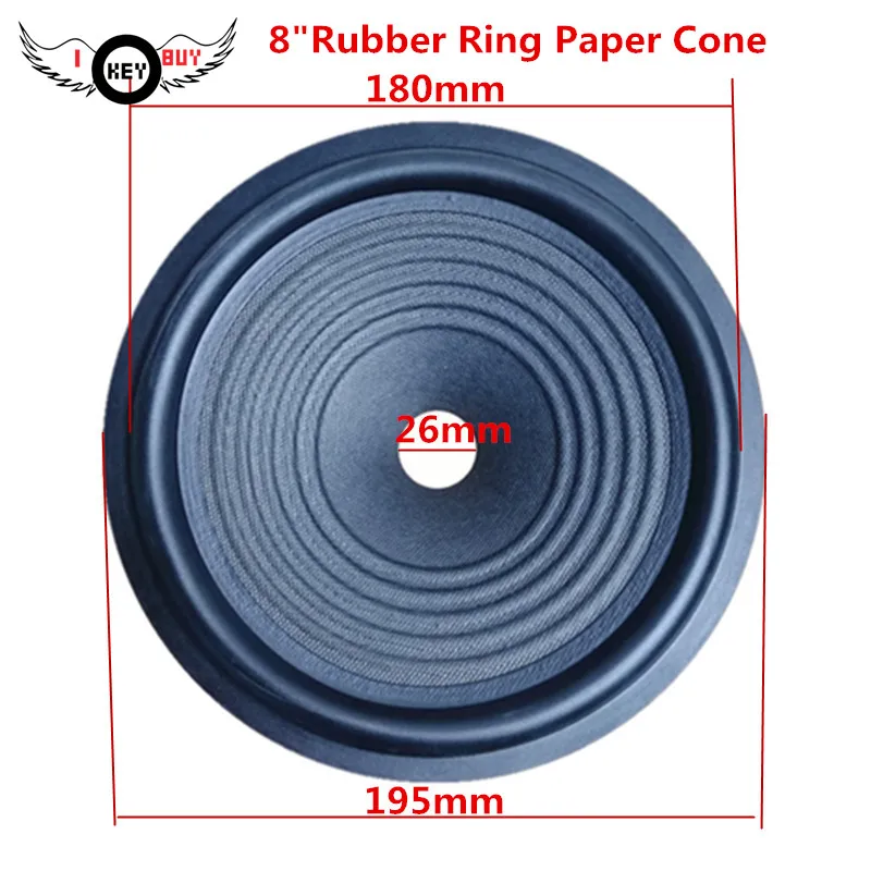 50 Pz/Lotto 8 Pollici Woofer Bass Speaker Cono Di Carta Bordo In Gomma Sospensione Surround Ondulato Wave Thread Drum Basin 195X26Mm