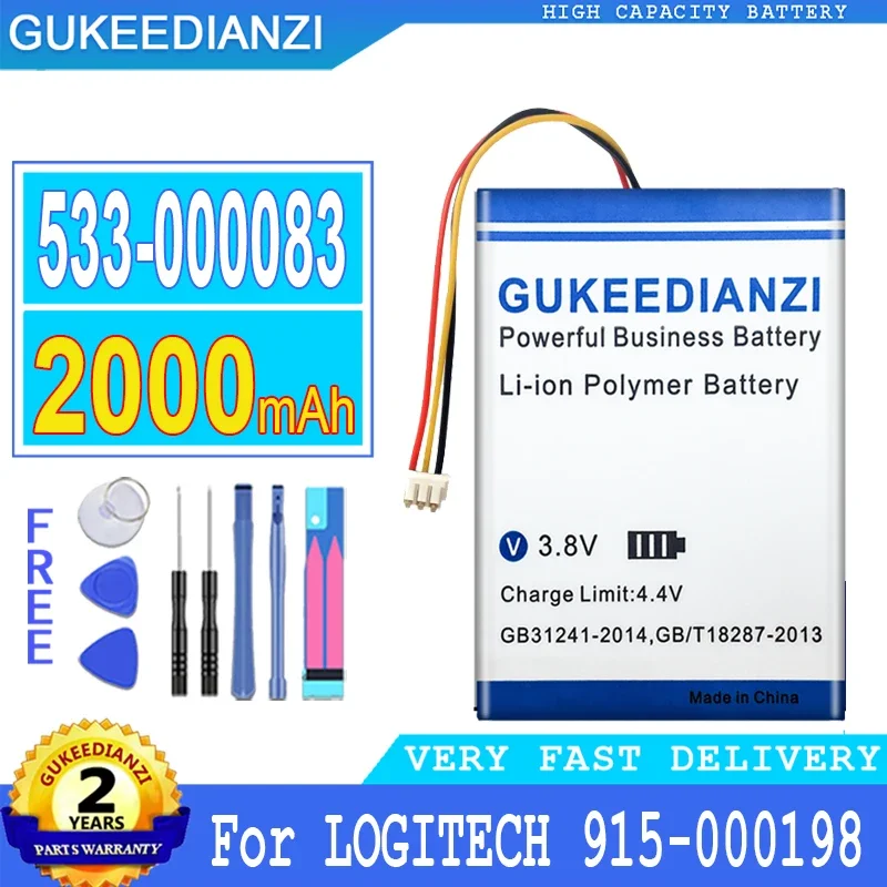 2000Mah Gukeedianzi Batteria 533-000083 533-000084 Per Logitech Harmony Touch Ultimate One 915-000198 1209 Big Power Bateria