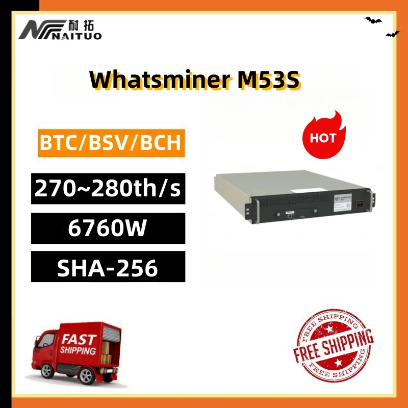 Nuovissimo Bitcoin Miner Whatsminer M53S Hyd 270Th A 280Th Hashrate Sha256 Cryprocurrency Rig Mining Crypto Asic Miner