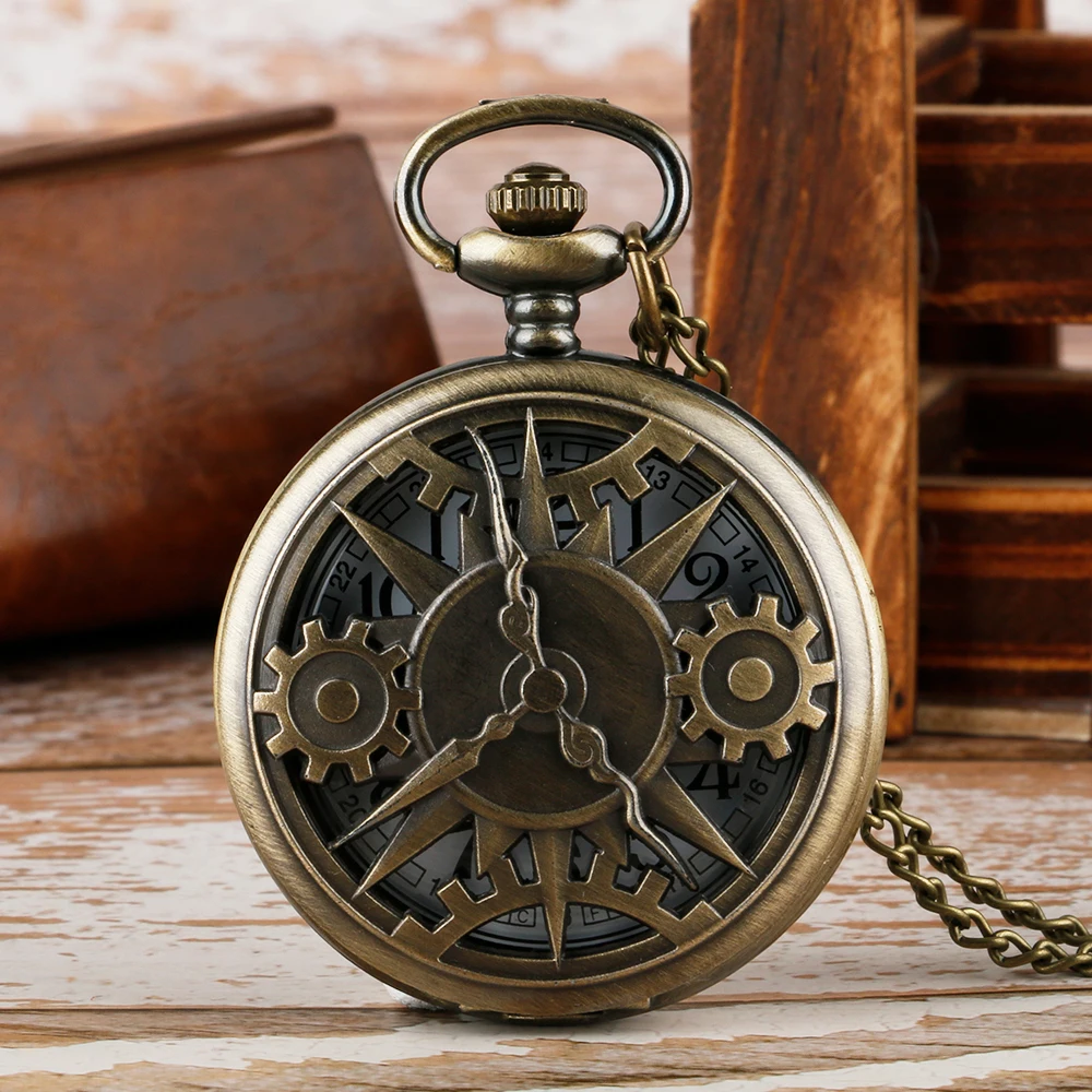 Vintage Fashion Bronze Quartz Pocket Watches Collana Ciondolo Orologio Regalo Antico Orologio Uomo Donna Fob Chain Pocket Clock