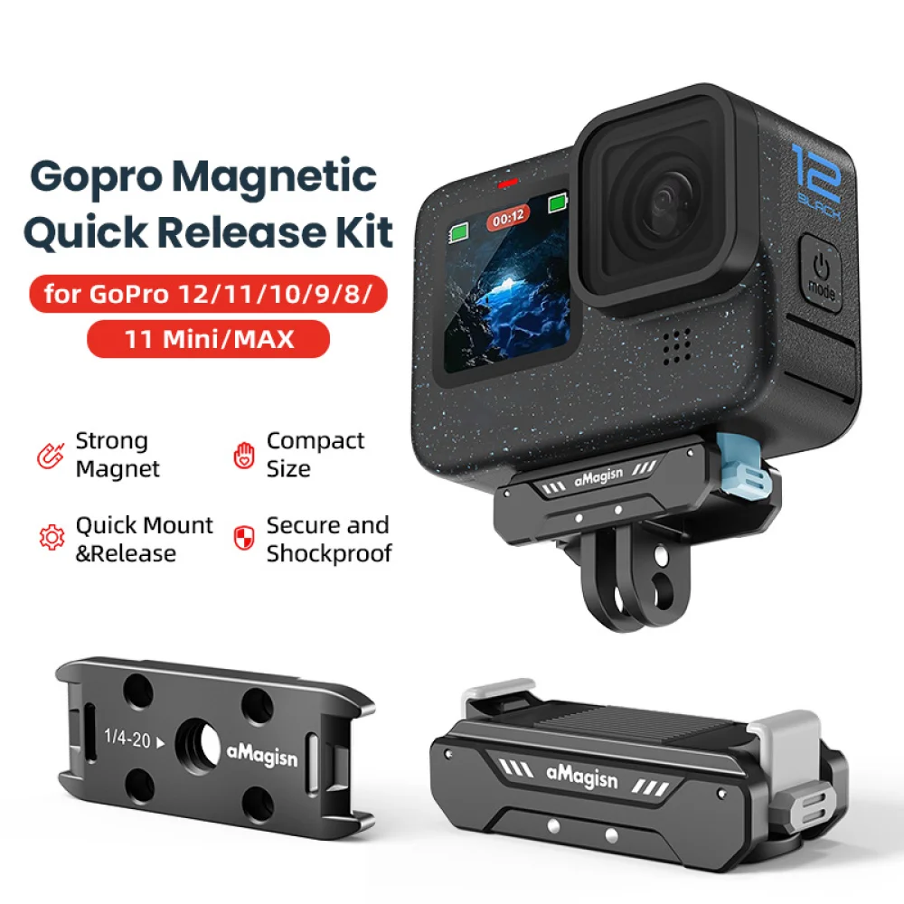 Per Gopro12 Kit A Sgancio Rapido Magnetico In Metallo Nuovi Accessori Per Action Cam Hero 11/10
