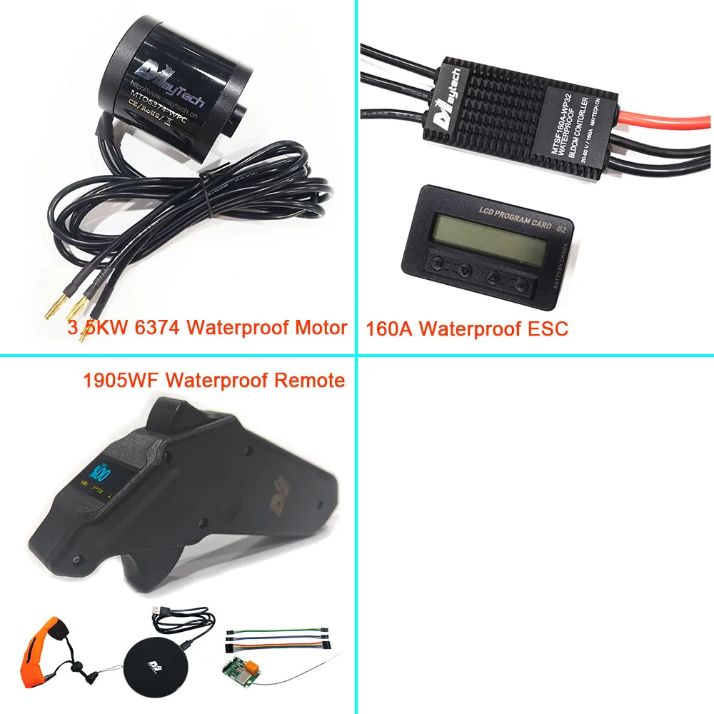 Maytech Diy Efoil Parts Foil Assist Waterproof 6374 3.5Kw Motor 160A 32Bit Esc 1905 Telecomando Manuale
