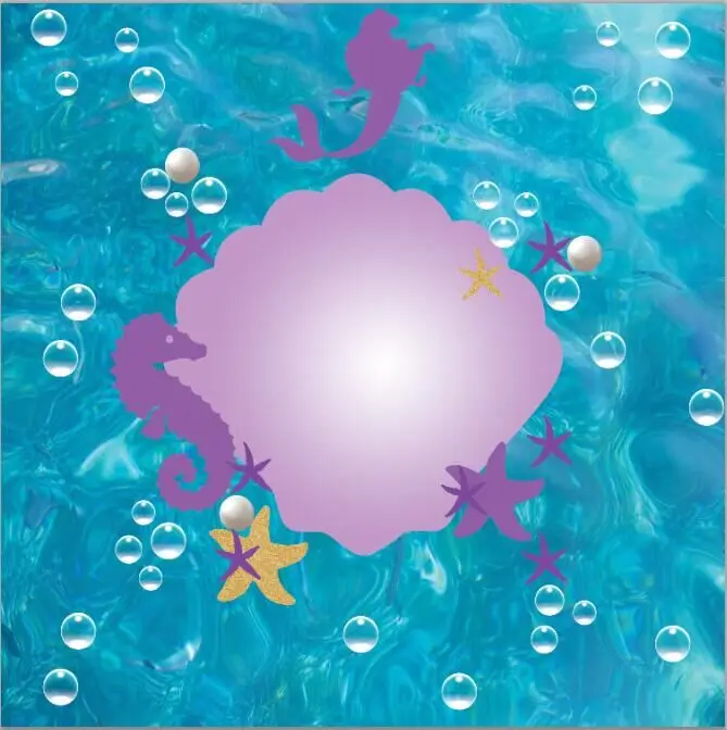 8 X8Ft Blue Sea Mermaid Sea Horse Starfish Little Princess Party Sfondi Fotografici Personalizzati Fondali Da Studio Vinile 240Cm X 240Cm