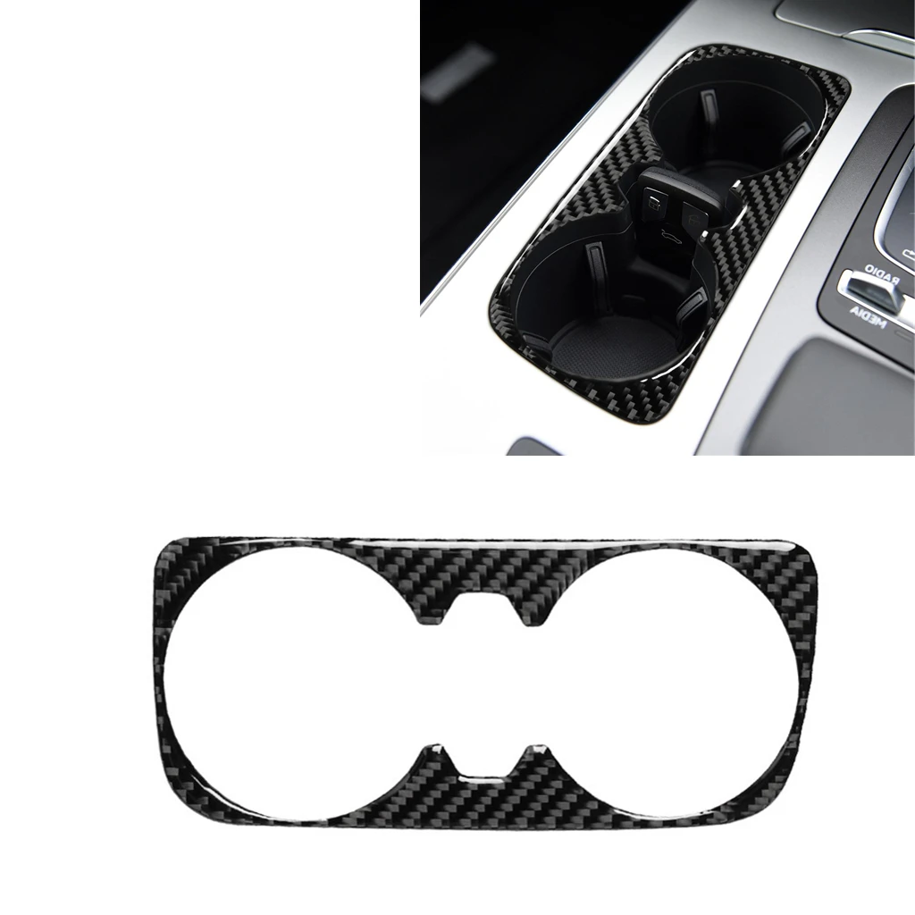 Per Audi Q7 Sq7 4M 2016-2019 Water Drink Cup Holder Panel Bracciolo Storage Box Plate Cover Trim Cornice In Fibra Di Carbonio Sticker Decor
