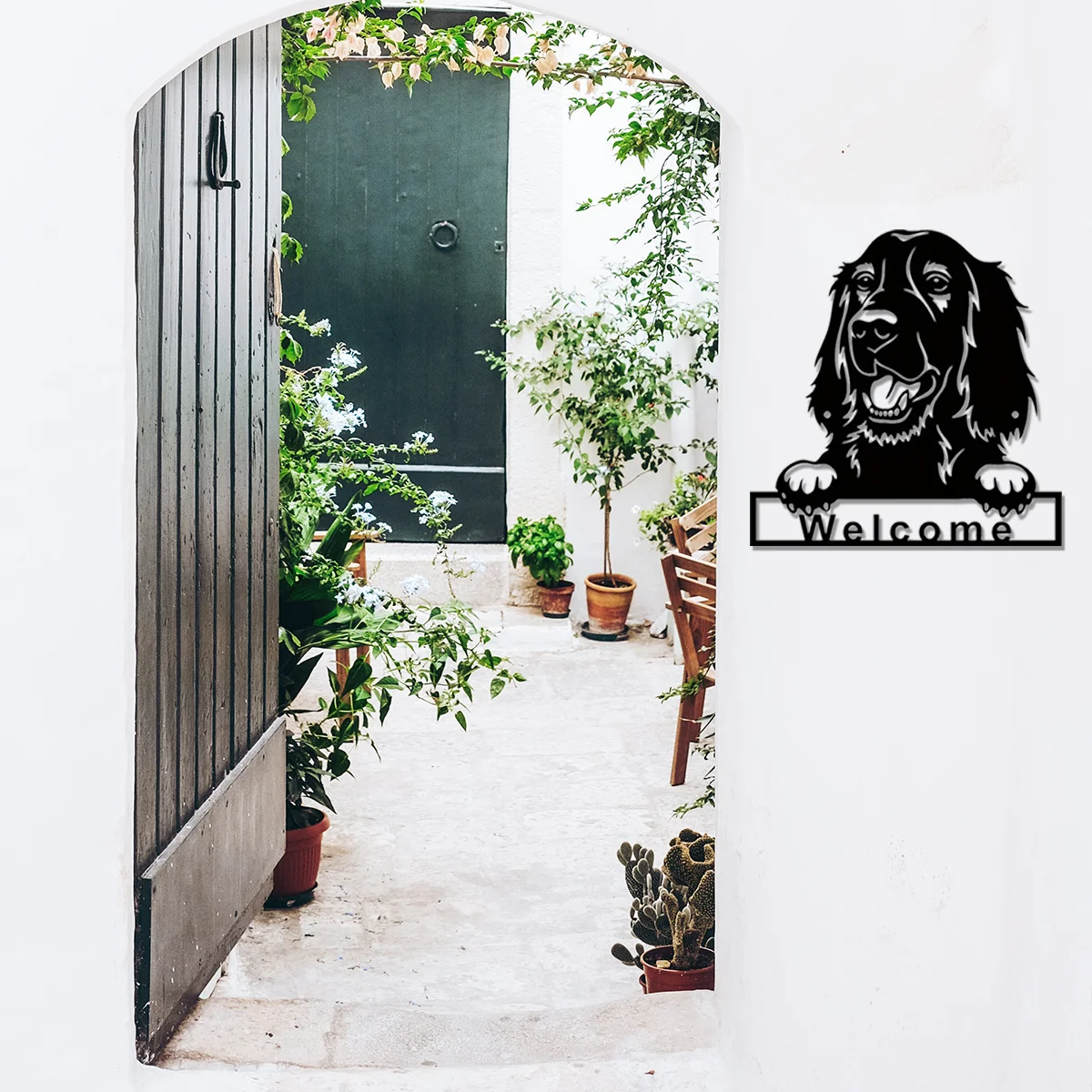 1Pc Irish Setter Dog Welcome Wall Hanging Sign, Metal Art Ornament, Nostalgic Home Decoration Dog Retro Metal, Coffee Tin Sign W