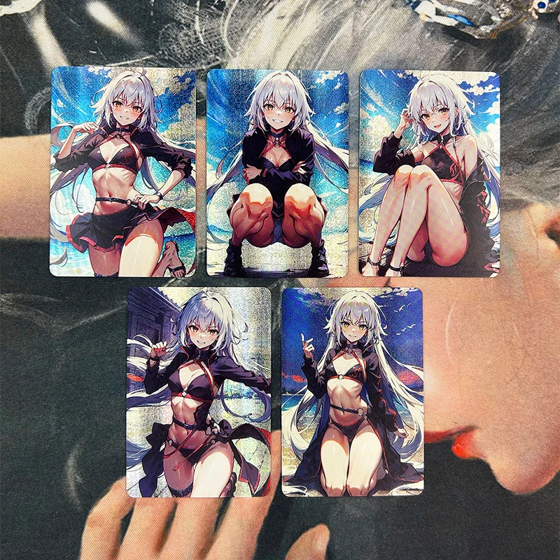 5Pcs Acg Fate/Grand Order Beautiful Girl Flash Card Anime New Jeanne Darc Refry Color Flash Collection Card Festival Gifts