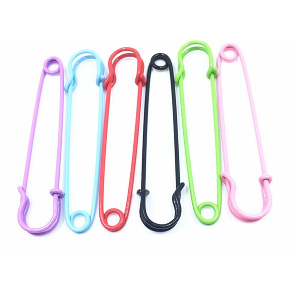 6Pcs Extra-Large Pin Pin Di Sicurezza In Acciaio Per Cardigan Del Capo/Coperte/Gonne/Kilt/Artigianato (Colori Misti)