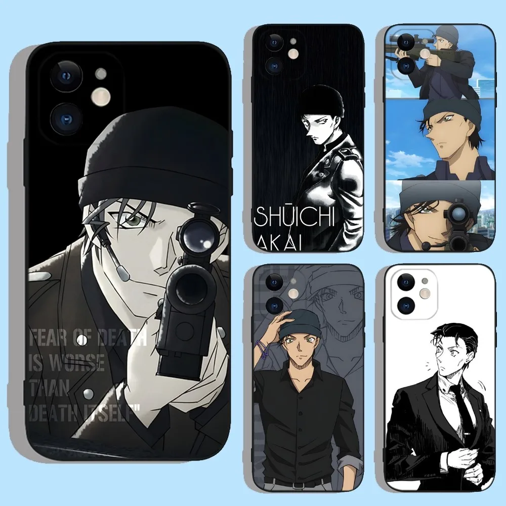 Custodia Per Telefono Shuichi Akai Per Apple Iphone 15,14,13,12,11,Xs,Xr,X,8,7,Pro,Max,Plus,Mini Cover Nera In Silicone