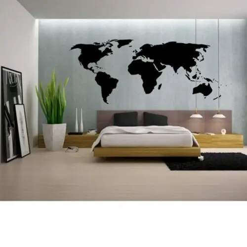 Grande Mappa Del Mondo Decalcomania Della Parete Contorno Mappa Del Mondo Adesivo Casa Camera Da Letto Soggiorno Decor Adesivo Rimovibile Vinile Mural