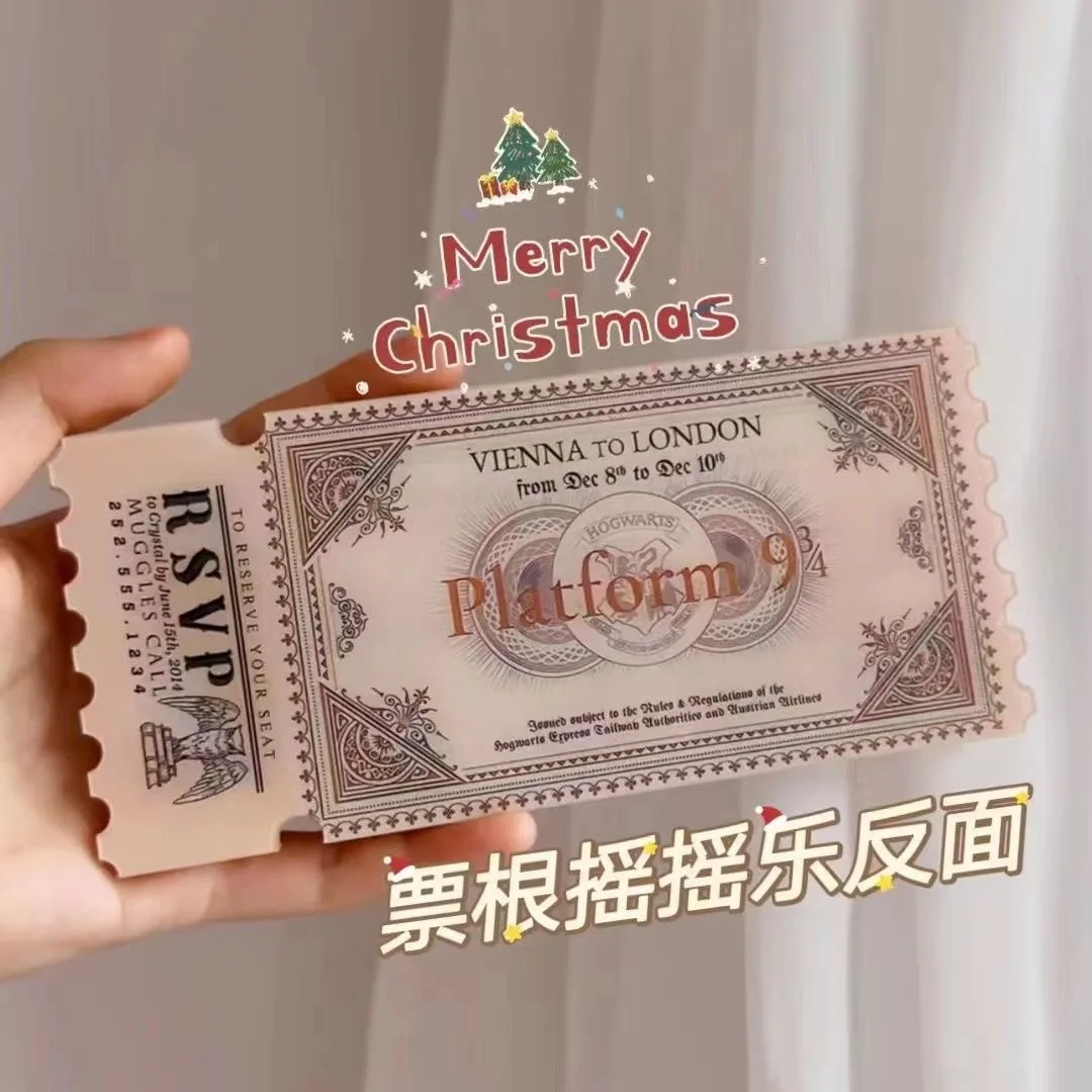 Nuovo Harry Potter Hogwarts Toy Shaker Christmas Express Train Ticket New Cartoon Cute Christmas Child Gift