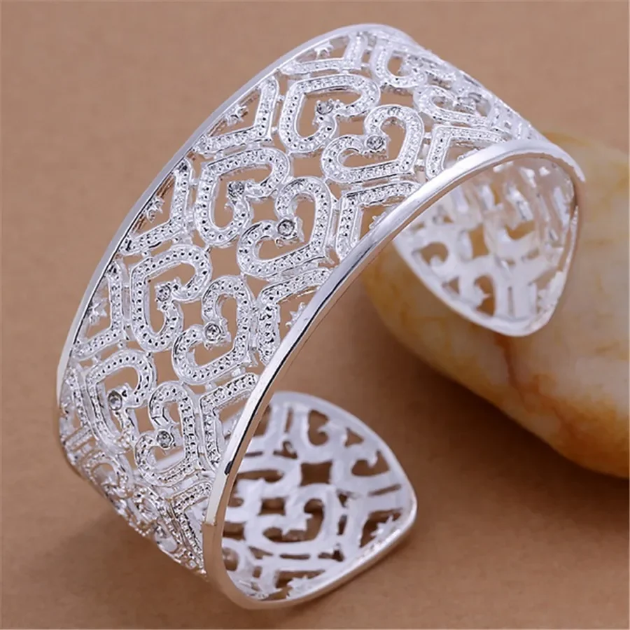 Charms Nice Simple Fashion Silver Color Elegant Women Crystal Bangles Bracciale Gioielli Regalo Di Nozze