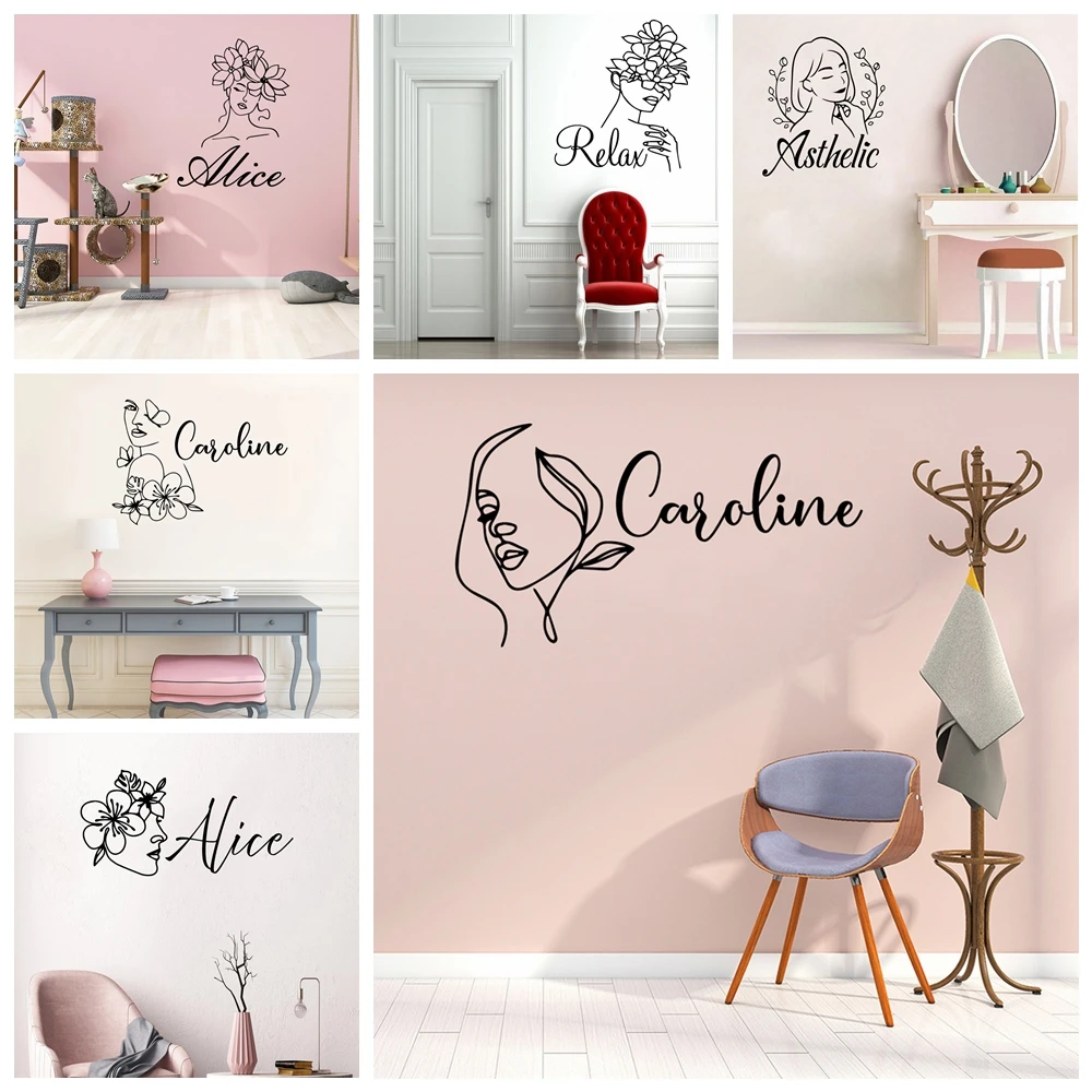 1 Pc New Nice Salon Nome Personalizzato Adesivo Da Parete Adesivo Carta Da Parati In Vinile Impermeabile Decorazioni Per La Casa Per Salone Soggiorno 