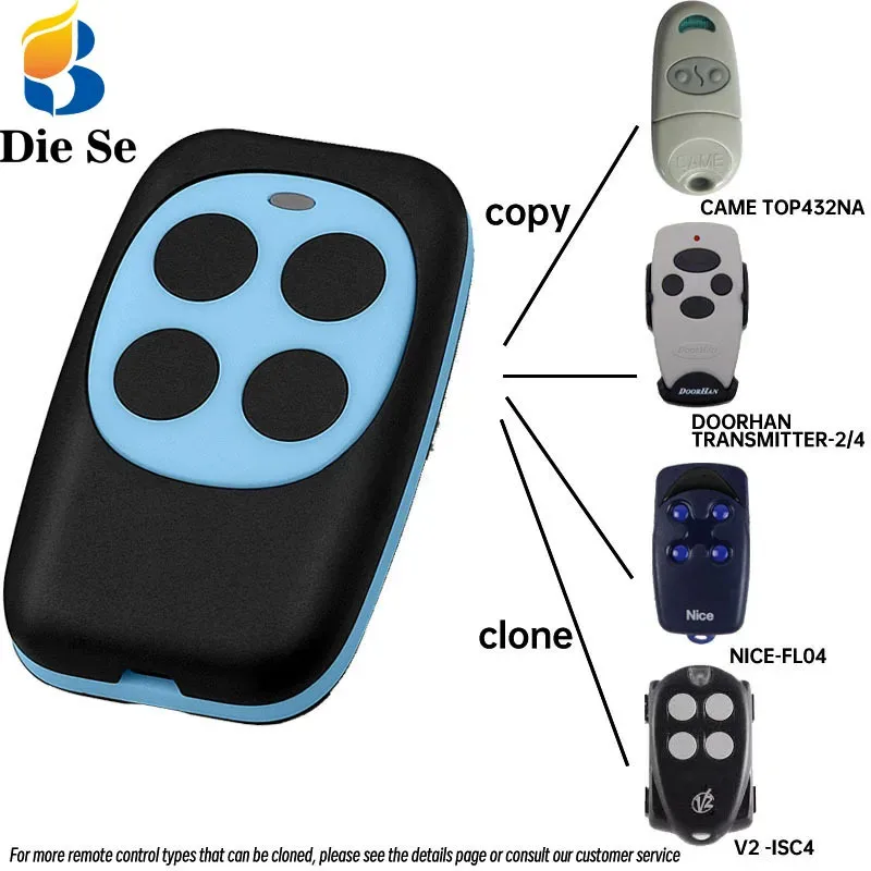 Diese Rf Clone Remote Control 433Mhz Trasmettitore Di Copia A 4 Pulsanti Può Copiare Telecomandi Con Codice Di Apprendimento Fisso Doorhan Nice Came