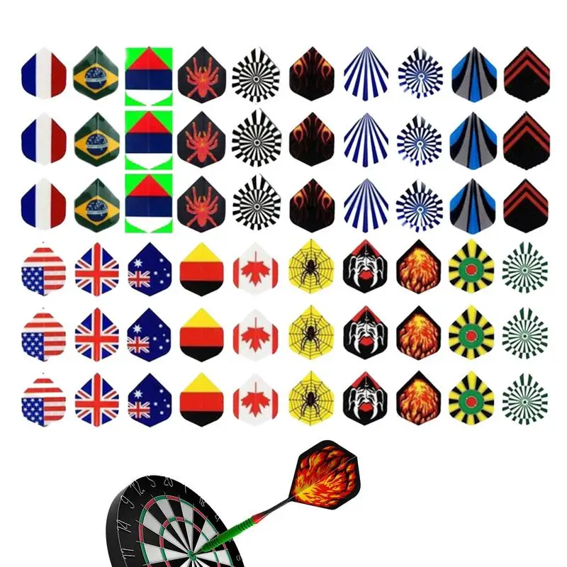 60Pcs Cool Standard Dart Voli Nice Darts Flight Feather Outdoor Wing Tail Modello Misto Per Freccette Con Punta Morbida E Freccette Con Punta In Accia