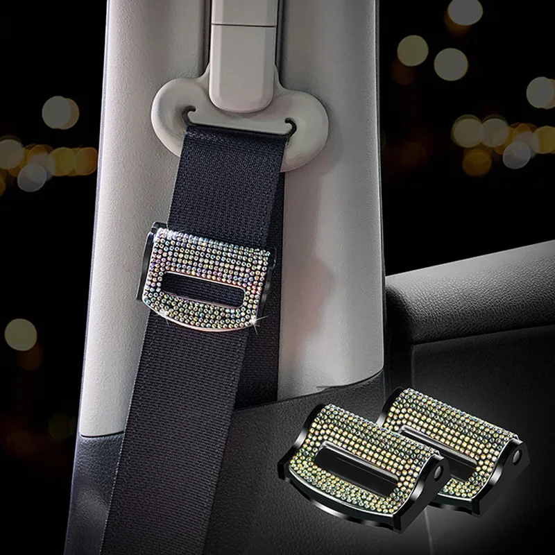 2Pcs Universal Diamond Car Safety Cintura Di Sicurezza Fibbia Clip Stopper Clip Clip Di Fissaggio Per Cintura Di Sicurezza Auto Bling Assessoires Per 