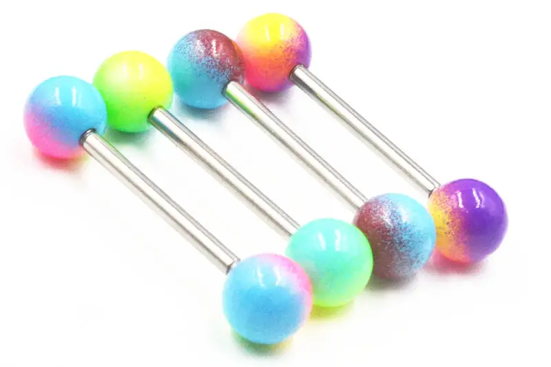 Il Trasporto Libero 50 Pz Monili Del Corpo Piercing Ring Tongue Bilancieri Nipple Bar 14G ~ 1.6Mm X 16Mm X 6Mm Mix Colori Piacevoli Nuovo