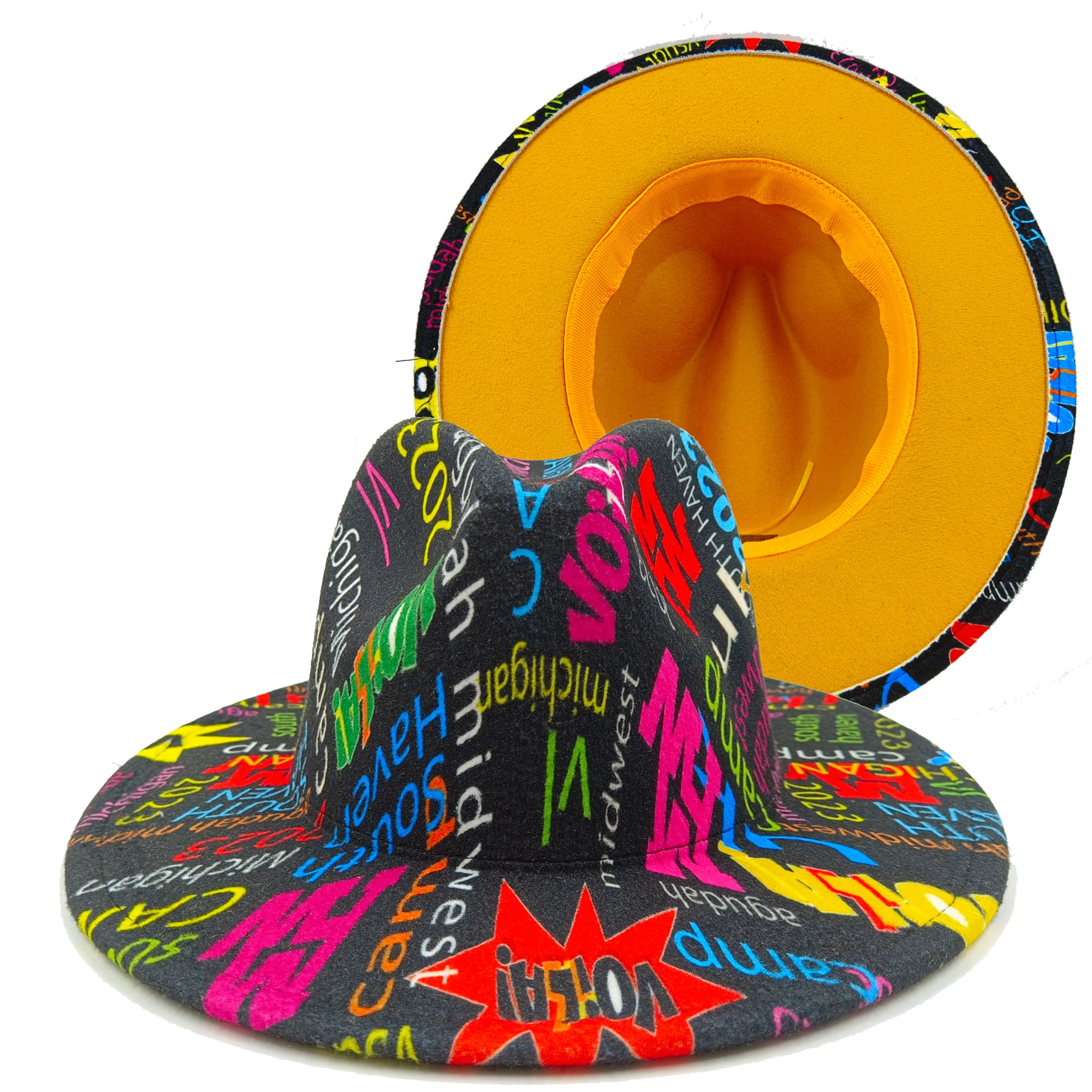 2023 Cappello Fedora Giallo Cappello In Feltro Panama Cappello Da Jazz Da Donna Cappello Da Chiesa Cappello A Cilindro Cappello Fedora Britannico Da U