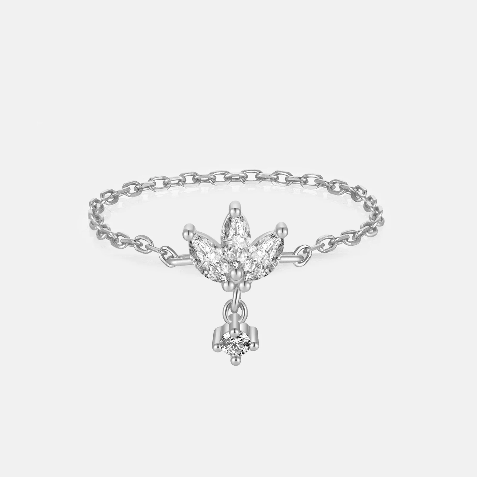 Vewant 2023 Queen Cz Zircone Queen Chain Ring 925 Sterling Silver Women Soft Luxury Fine Jewelry